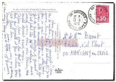 Valle de Arvieux — Montañas, cabañas y excursionistas — Ediciones J. Cellard — Reverso