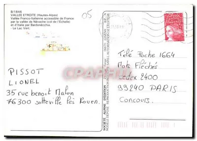 Vallee d'Etroite (Hautes-Alpes) — Groene vallei — Société Alpine d'Édition, B/1846 — Achterkant