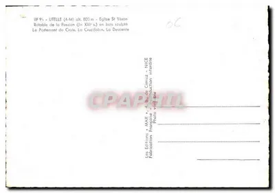Utelles (A-M) — Retabel z Pasji (koniec XVI wieku) z drewna — Wydawnictwo Cimiez, Nice — Rewers