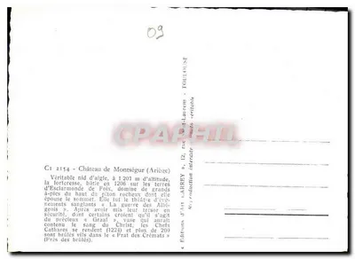 Castelo de Montségur — Ariège — Edições d'Art Larrey — Verso