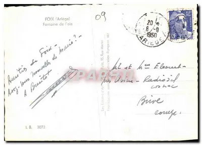 Fontaine do olé — Foix (Ariège) — Les Éditions d'Art — Verso