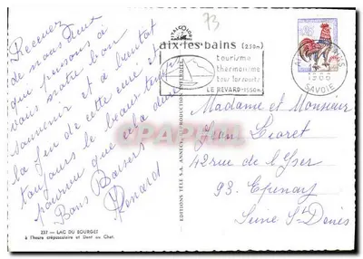 Lago do Bourget — ao entardecer e Dent au Chat — Edições Tél. S.A. Annecy — Verso