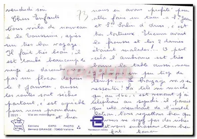 Bernard Grange — Widok na Saint-Jean-d'Orves zimą — Wydawnictwo Grange — Rewers