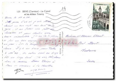 Brive (Corrèze) - O Canal e as Avenues Tourny — Edição « LA BLOCOGNE » — Verso