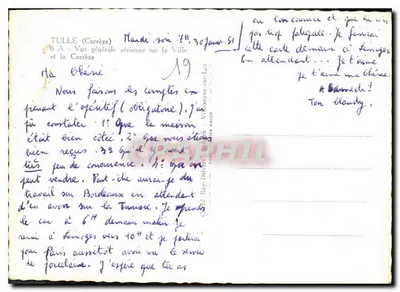 Tulle (Corrèze) — Vista geral aérea da cidade e da Corrèze — Chit Ray-Delbert, Vihenue-sur-Lot — Verso