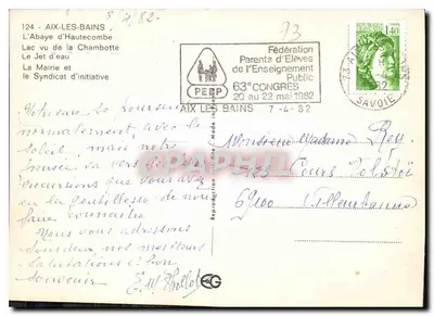 Aix-les-Bains — widok panoramiczny i zabytki — wydawca nieznany, numer serii nieczytelny — Rewers