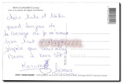 Brive la Gaillarde — widok dzwonnicy kościoła św. Martyna — Wydawnictwo France Regard — Rewers