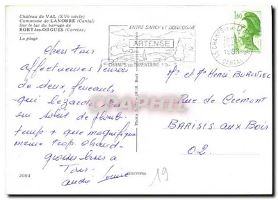 Castelo de Val — Lago de Bort-les-Orgues — Foto Sally — Verso