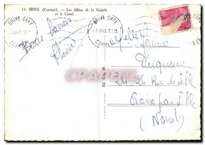 Brive (Corrèze) — As Avenidas da Guierle e o Canal — Ed. C. W. — Verso