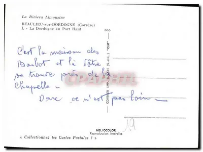 Cappella Barbé — La Fiume Limousine — Combier Imp. Alizon (S. et L.) — Verso