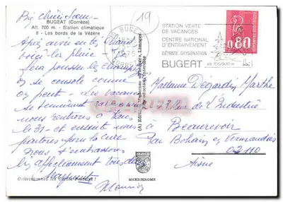 Bugeat (Corrèze) — As margens da Vézère — Edições Théodore & Impressora Bugeat — Verso