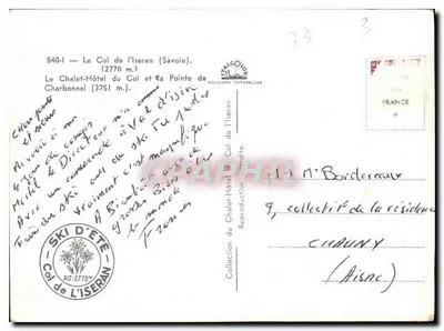 Col de l'Iseran — Chalet-Hôtel du Col i Pointe de Charbonnel — wydawca TALCOLOR — Rewers