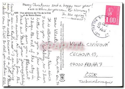 Paryż — Widok z lotu ptaka wyspy Sainte-Hélène i Katedry Notre-Dame — Wydawnictwo Chantal — Rewers