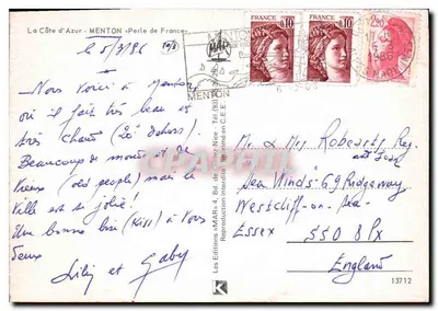 Menton — widok panoramiczny — Wydawnictwo «MAR» — Rewers