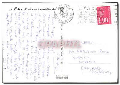 A CÔTE D'AZUR inesquecível — coleção de locais: St-Raphaël, Nice, Beaulieu, Cannes, Antibes, Villefranche-sur-Mer, Monaco, Menton — — Verso
