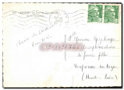 Vannes - A Torre do Connetaível e os Muros - Laurent-Nell, n°902 — Verso