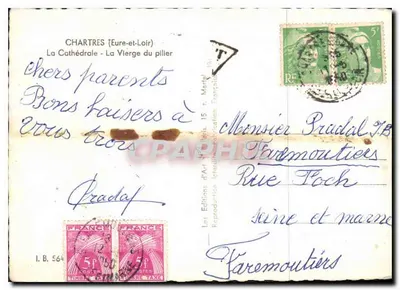 Chartres (Eure-et-Loir) - Pani z pila — Wydawnictwo Sztuki Integracja Francuska, n° I.B. 564 — Rewers