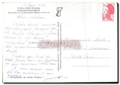 Côte d'Azur — Vista tirada da promenade Maurice Rouvier — Éditions S.E.P.T. — Verso