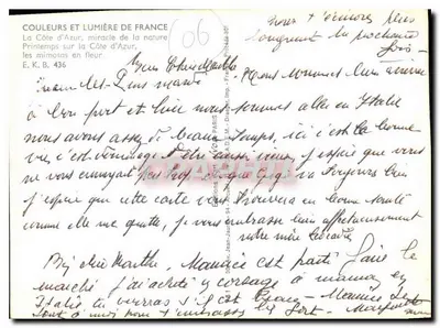 Prefektura Côte d'Azur — Wiosna na Côte d'Azur — Wydawnictwo E.K.B. 436 — Rewers