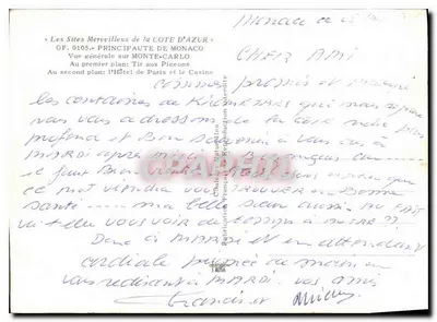 Ogólny widok Monte-Carlo — Kraj Monako — Wydawca CF. 0105 — Rewers