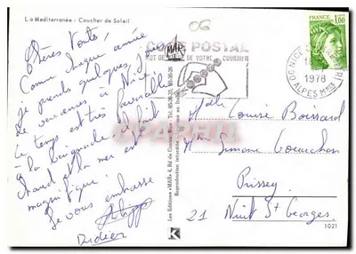 A Méditerrânea - Pôr do Sol — Les Éditions « MAR » - n°1021 — Verso