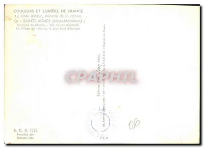 Sainte-Agnès — vila do Litoral, mais alta da Europa — Éditions Jean-Jaurès — Verso