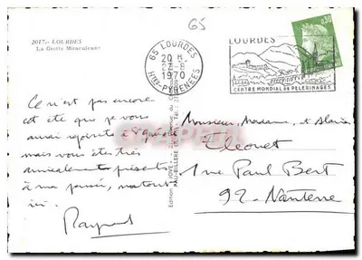 Gruta Miraculosa — Lourdes — Edição Pau-Billère — Verso