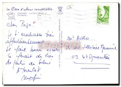 Cannes — Port Canto — Croisette — Wyd. A. Rion, nr 115 — Rewers