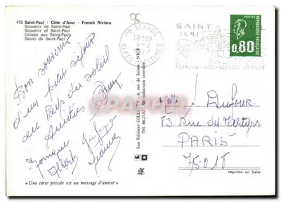 Saint-Paul - Widok panoramiczny i kwiaty mimoz - Wydawnictwo GILLETTA — Rewers
