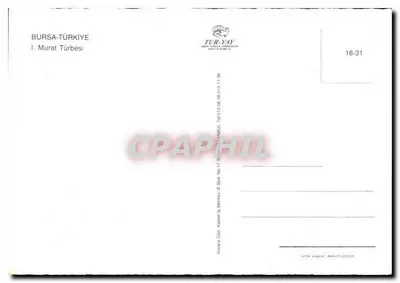 Tomba di I. Murat — Bursa, Turchia — editore TUR-YAY, n° 16-31 — Verso