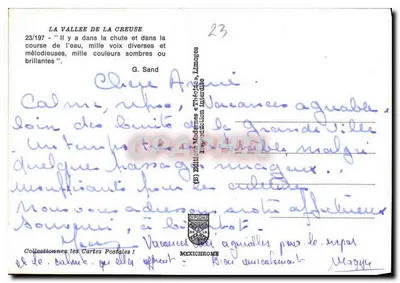 A Vale da Creuse — queda d'água e moinho a água — Edições Modernas « Trésor » — Verso