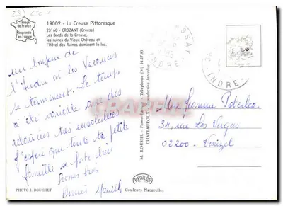 I Margini della Creuse — Resti del Vecchio Castello che domina il lago — Foto J. Bouchet, Recolor — Verso