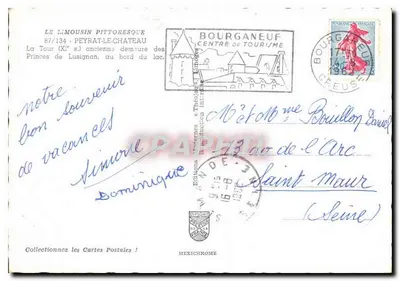 Peyrat-le-Château — A Torre (século XI) antiga residência dos Príncipes de Lusignan, à beira do lago — IRI — Verso