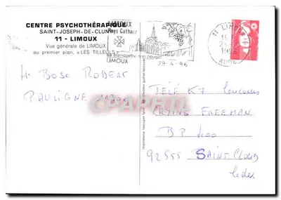 Ogólny widok Limoux — Les Tilleuls — Centrum Psychoterapii Świętego Józefa z Cluny — Rewers
