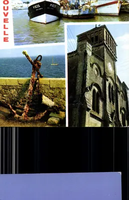 Ouvelles — vista do porto, âncora e igreja — Edições de Hyères