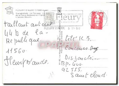 Fleury-d'Aude — Widok ogólny, La Terrasse, La Tour, L'ancien Moulin — Wydawnictwo 'SL' — Rewers