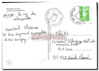 Béziers — Iglesia de la Santa Magdalena — Ediciones Meridionales — Reverso