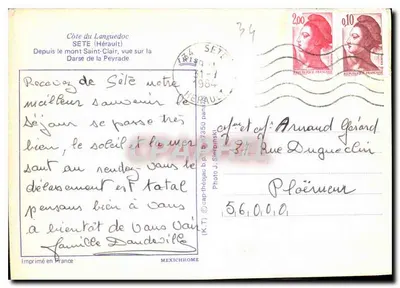 Visão aérea de Sète — do monte Saint-Peyrad — editor Mexichrome — Verso