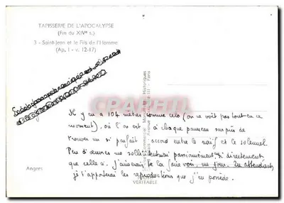 Tapisserie da Apocalipse — São João e o Filho do Homem — Fim do século XIV — Service Commercial Historique — Paris — Verso