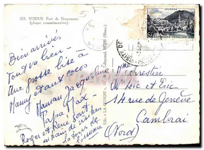 Fort de Douaumont — placa comemorativa — Édit. & LA GIOGNE (Marne) n°323 — Verso