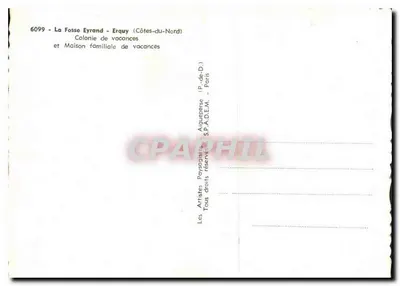 Bilhete postal moderno A Fosse Eyrand Erquy Costa do Norte Colônia de Férias e Casa Familiar de Férias — Verso