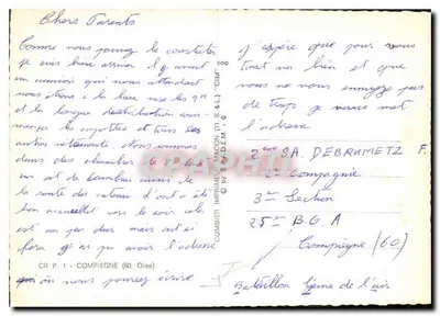 Compiegne (Oise) — Panoramiczna kartka pocztowa z planem i zabytkowymi miejscami — Drukarnia Macon — Rewers