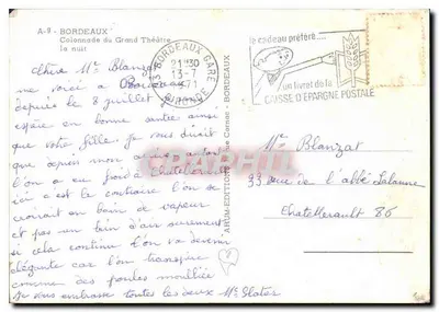Bordeaux - Grand Théâtre à noite — Edições Arum — Verso