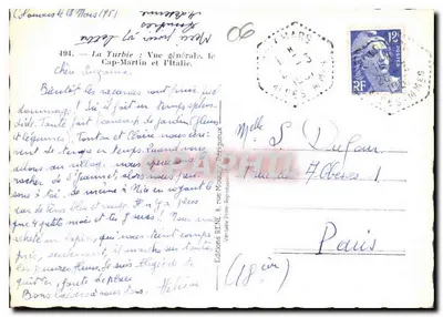 La Turbie — Algemene uitzicht, Cap-Martin en Italië — Edities RENE. 8, rue Moussy, Parijs — Achterkant
