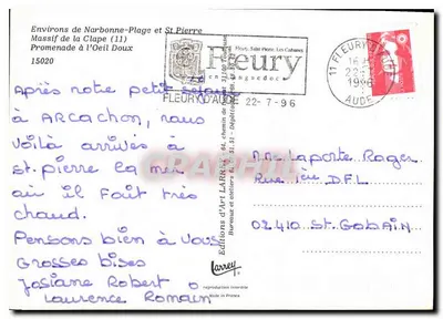 L'Oeil Doux — Okolice Narbonne-Plage (11) — Éditions d'Art Larrey — Rewers