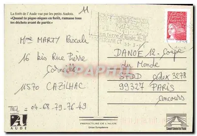 Floresta da Aude — desenho de crianças — Concurso da Escola de Fonties-d'Aude — Verso
