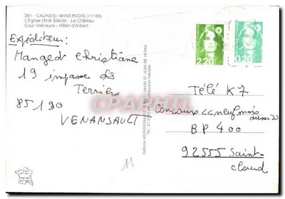Caunes-Minervois — Kościół (XI wiek) — Zamek — Hotel d'Albert — Wydawnictwo Meridionalne — Rewers