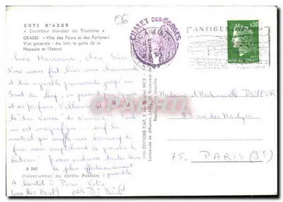 Grasse — Vista generale — In lontananza, il golfo di Napoule e l'Estérel — Edizioni CAP — Verso