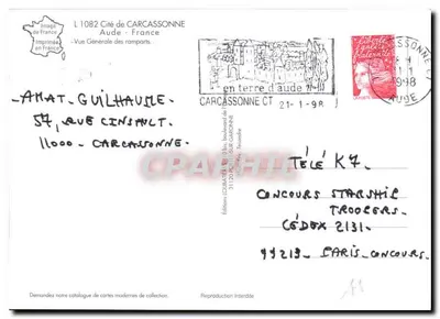 A Cidade de Carcassonne — Vista Geral dos Muros — Edições LOUBATER — Verso