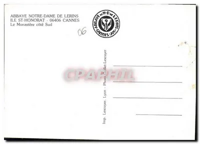 Abp. Najświętszej Panny Maryi w Lérins — Wyspa Świętego Honorata — Fotografia Lescuyer, Lyon — Rewers
